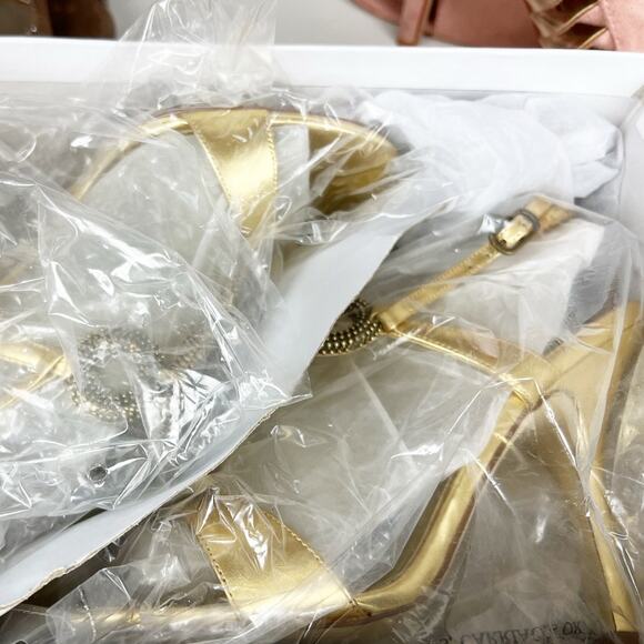 Nine West Stefania Metallic Leather Slingback Stiletto Heels Gold Size 8.5 M - Picture 13 of 16